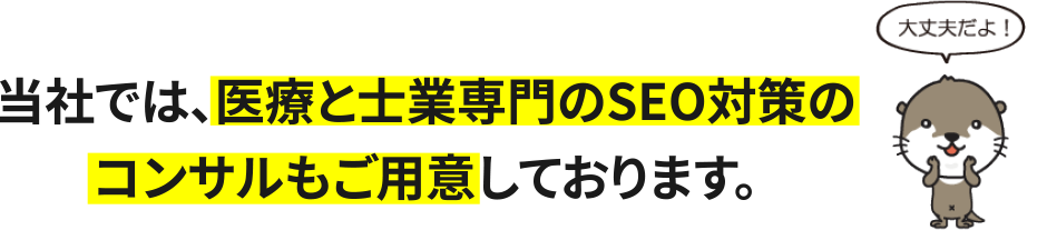 当社では、医療と士業専門のSEO対策のコンサルもご用意しております。