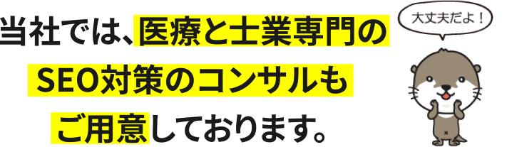 当社では、医療と士業専門のSEO対策のコンサルもご用意しております。